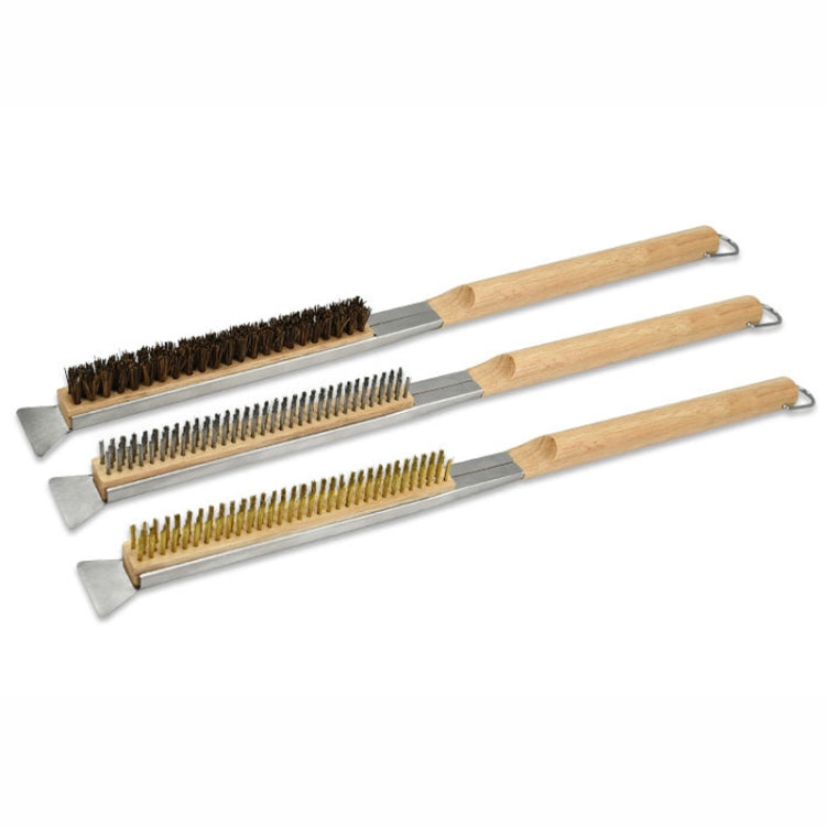 21 Inch Wooden Handle Pizza Oven Brush with Stone Scraper, Spec: Copper Wire Bristles Color Spray