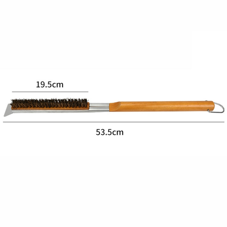 21 Inch Wooden Handle Pizza Oven Brush with Stone Scraper, Spec: Stainless Steel Wire Bristles Primary Color