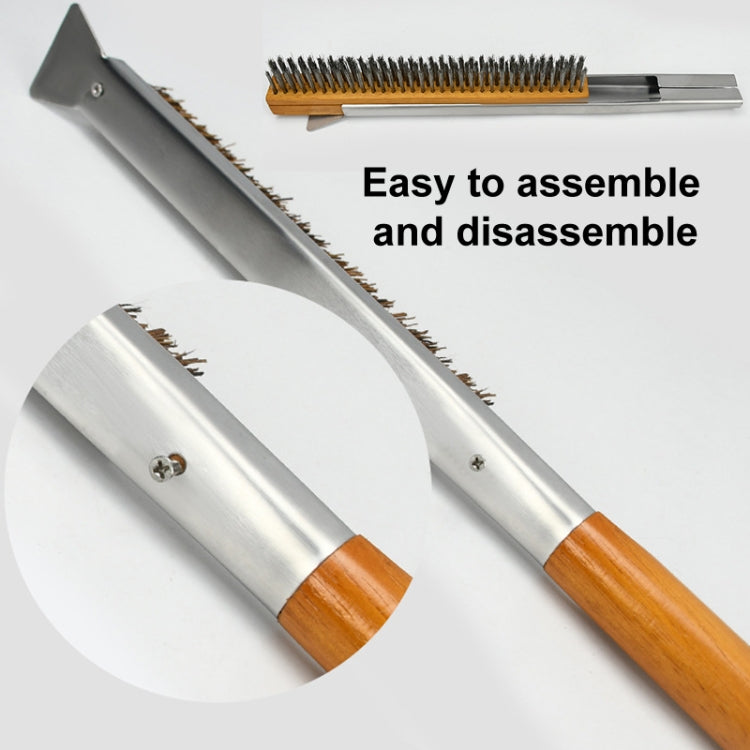 21 Inch Wooden Handle Pizza Oven Brush with Stone Scraper, Spec: Stainless Steel Wire Bristles Primary Color