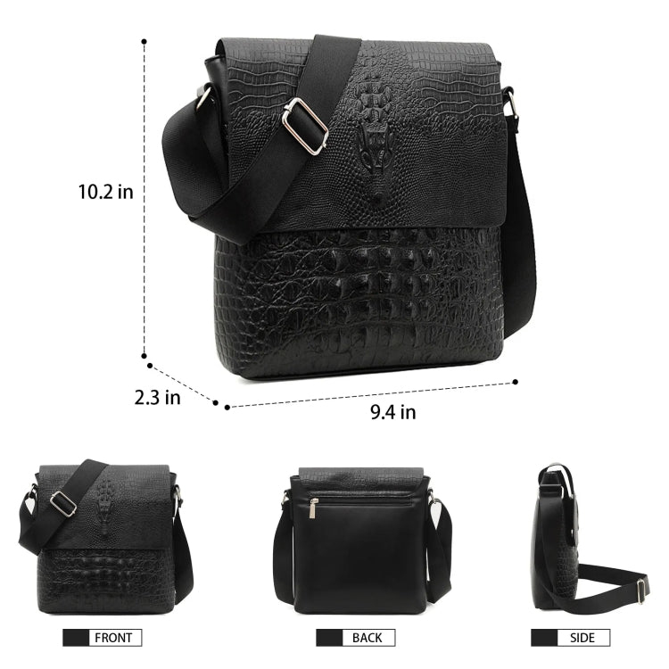 Men Vertical PU Leather Shoulder Bag Water-Repellent Casual Briefcase