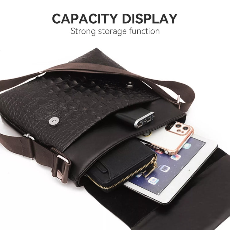 Men Vertical PU Leather Shoulder Bag Water-Repellent Casual Briefcase