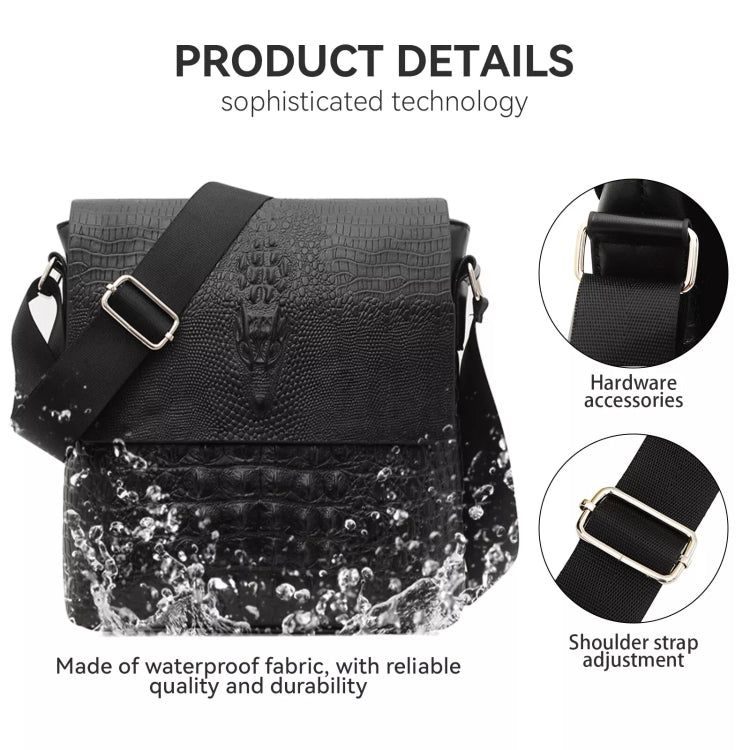 Men Vertical PU Leather Shoulder Bag Water-Repellent Casual Briefcase