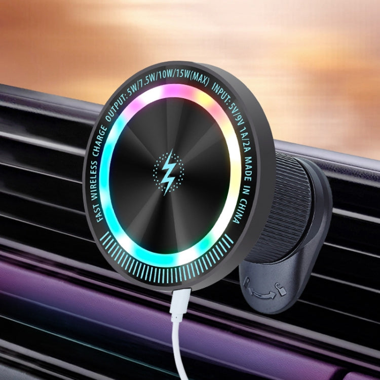 Magsafe 15W Magnetic Colorful Light Wireless Charging Mobile Phone Holder, Color: A9 Air Outlet Dark Gray