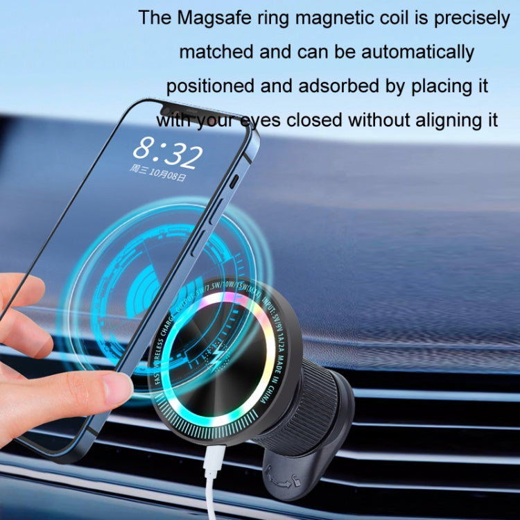 Magsafe 15W Magnetic Colorful Light Wireless Charging Mobile Phone Holder, Color: A9 Air Outlet Dark Gray