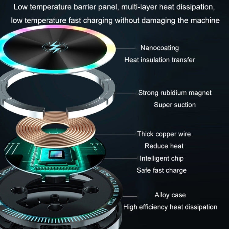 Magsafe 15W Magnetic Colorful Light Wireless Charging Mobile Phone Holder, Color: A9 Air Outlet Dark Gray
