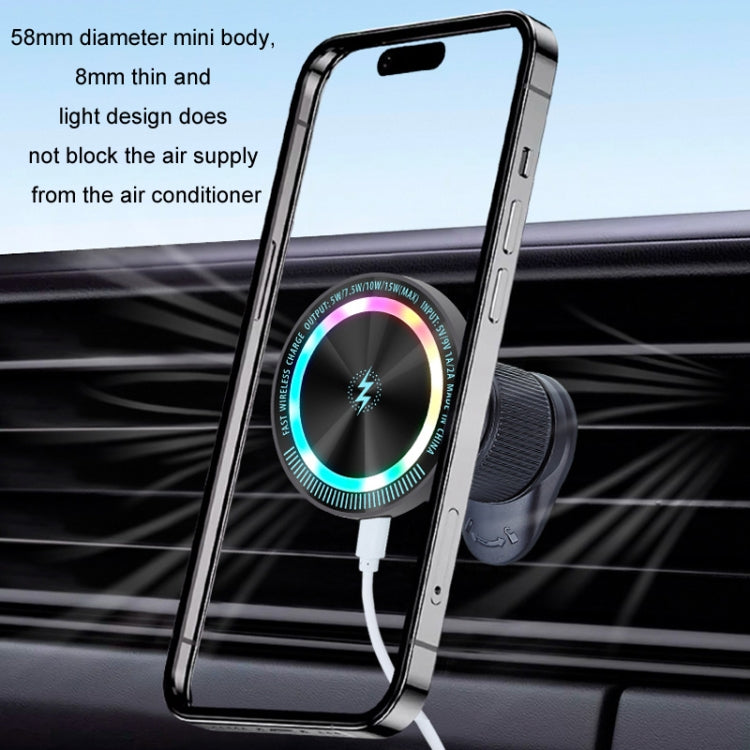 Magsafe 15W Magnetic Colorful Light Wireless Charging Mobile Phone Holder, Color: A9 Air Outlet Dark Gray