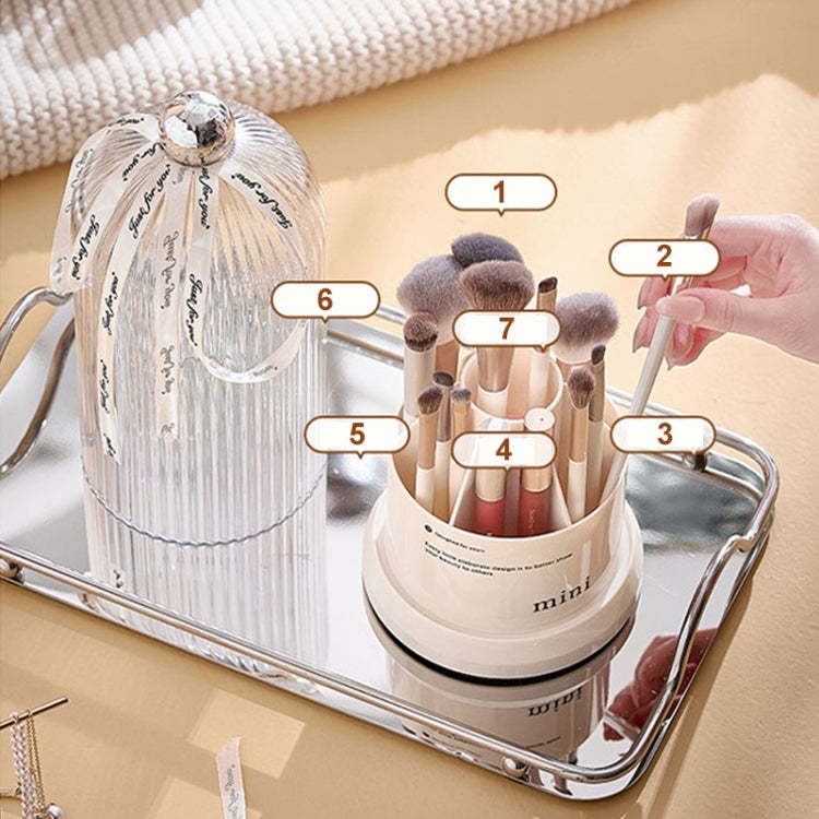 Rotating Makeup Brush Storage Bucket Desktop Cosmetic Storage Box, Color: Plating