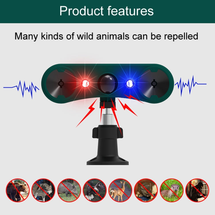 N911W Solar Powered Mouse Repeller Alarm Infrared Sensor Animal Repellent - Green