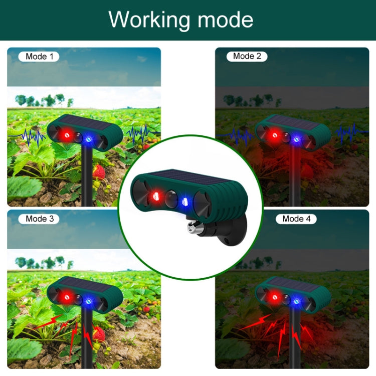 N911W Solar Powered Mouse Repeller Alarm Infrared Sensor Animal Repellent - Green