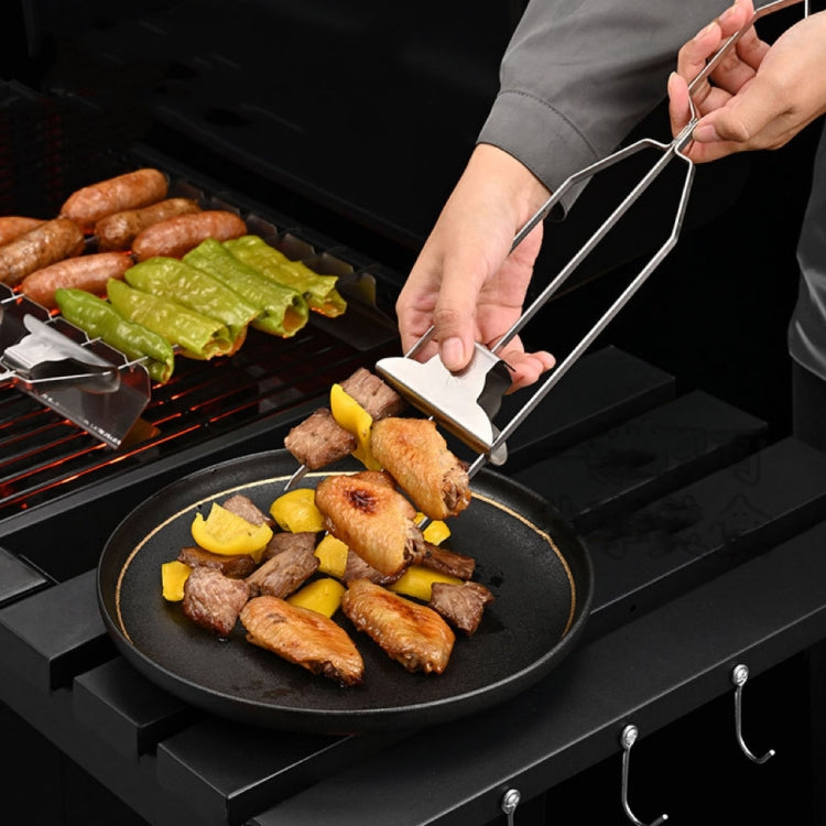 3 Way Skewer Stainless Steel BBQ Skewers Semi-Automatic Barbecue Fork