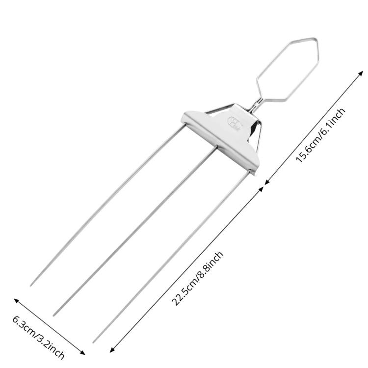 3 Way Skewer Stainless Steel BBQ Skewers Semi-Automatic Barbecue Fork