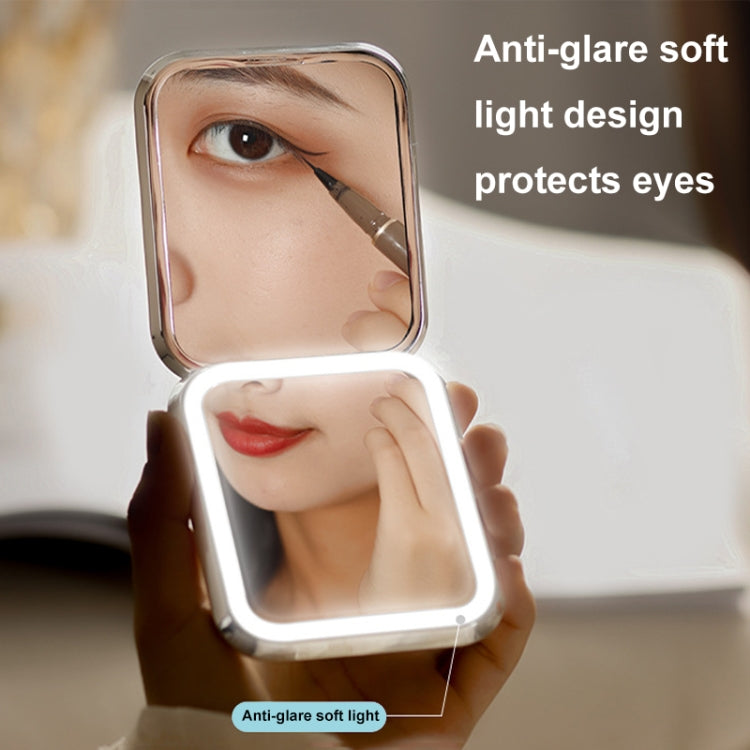 40LEDs HD Infinitely Dimmable Folding Makeup Mirror Portable Flip Double-sided Mirror - Silver