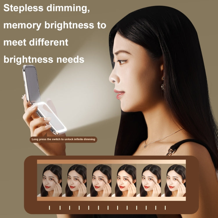 40LEDs HD Infinitely Dimmable Folding Makeup Mirror Portable Flip Double-sided Mirror - Silver