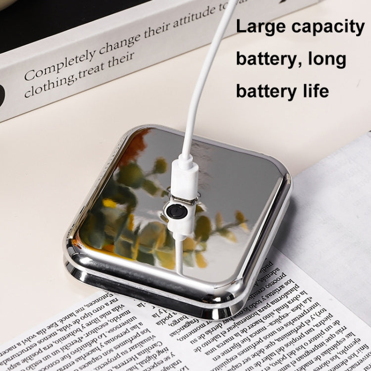 40LEDs HD Infinitely Dimmable Folding Makeup Mirror Portable Flip Double-sided Mirror - Silver