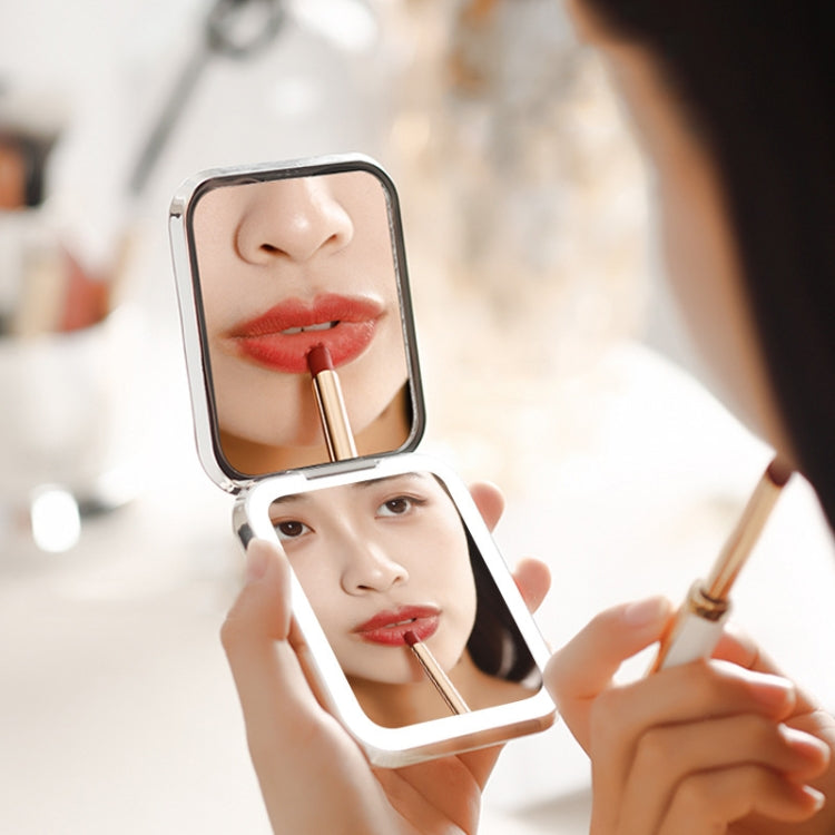 40LEDs HD Infinitely Dimmable Folding Makeup Mirror Portable Flip Double-sided Mirror - Silver