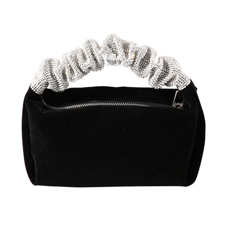 Velvet With Rhinestones Evening Bag Ladies Banquet Evening Clutch Bag - Black