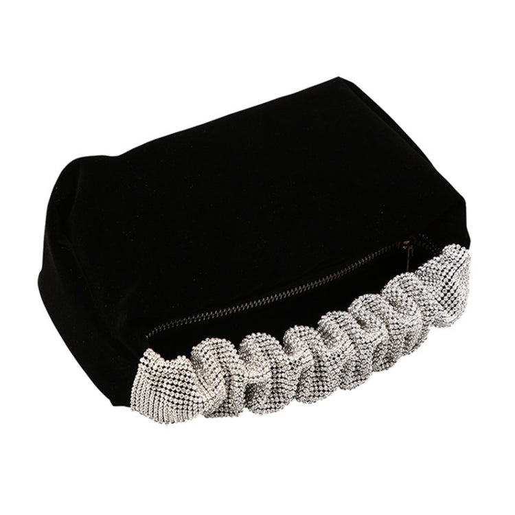 Velvet With Rhinestones Evening Bag Ladies Banquet Evening Clutch Bag - Black