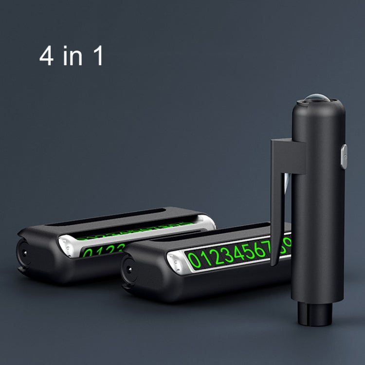 Car Safety Hammer Car Escape Device Temporary Parking Number Plate - 4 In 1
