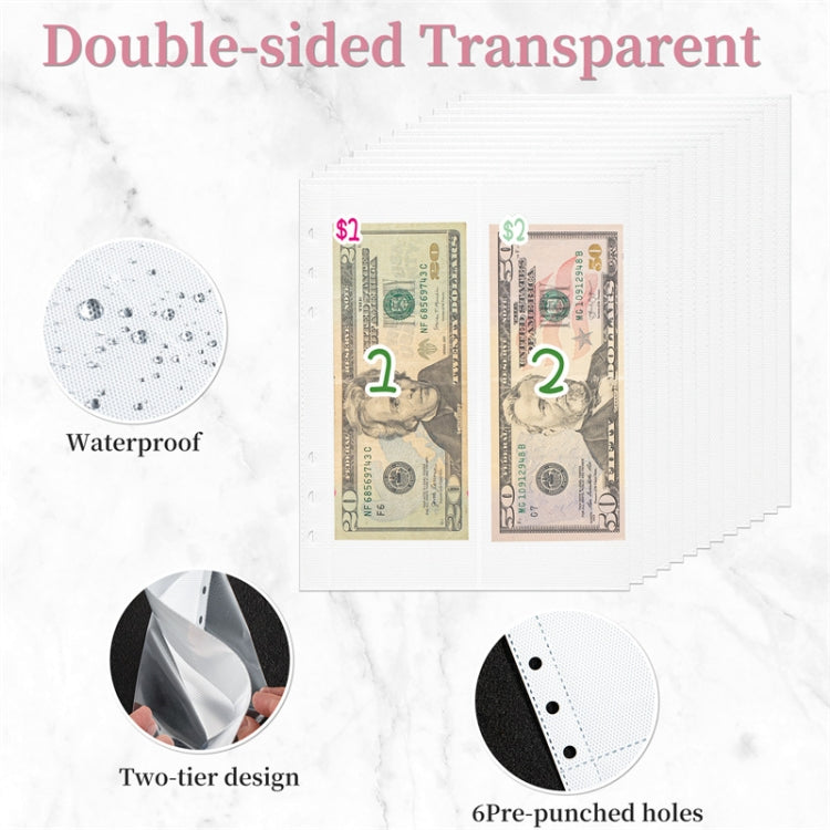 25sheets /Set A5 6 Holes Save Money Challenge Envelopes Replacement Inner Page, Spec: Double-grid