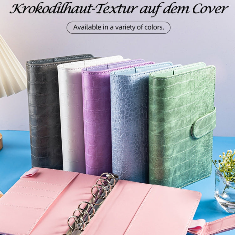 A6 German Loose Leaf Cash Budget Notebook Crocodile Pattern Macaron PU Leather Budget Planner
