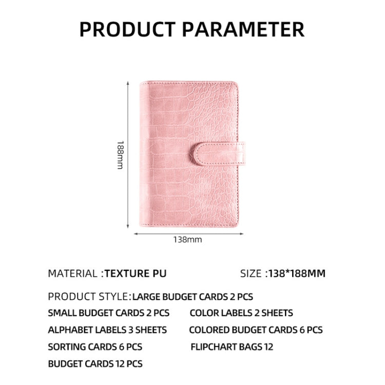 A6 German Loose Leaf Cash Budget Notebook Crocodile Pattern Macaron PU Leather Budget Planner