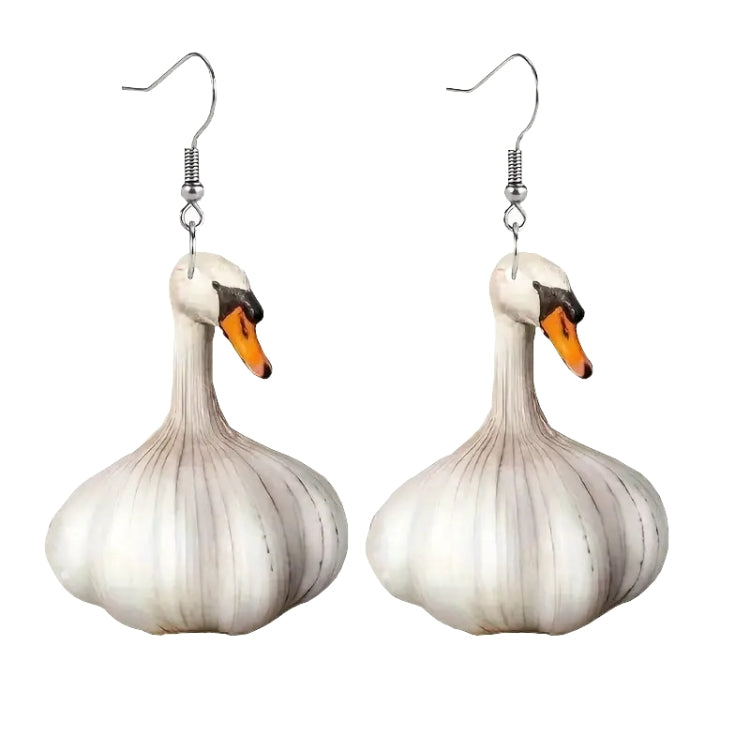 Quirky Garlic Duck Ear Studs Ladies Stylish Holiday Animal Earrings, Style: Single Sided Pattern