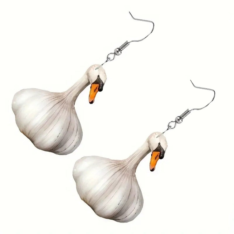 Quirky Garlic Duck Ear Studs Ladies Stylish Holiday Animal Earrings, Style: Single Sided Pattern