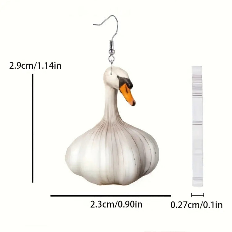 Quirky Garlic Duck Ear Studs Ladies Stylish Holiday Animal Earrings, Style: Single Sided Pattern