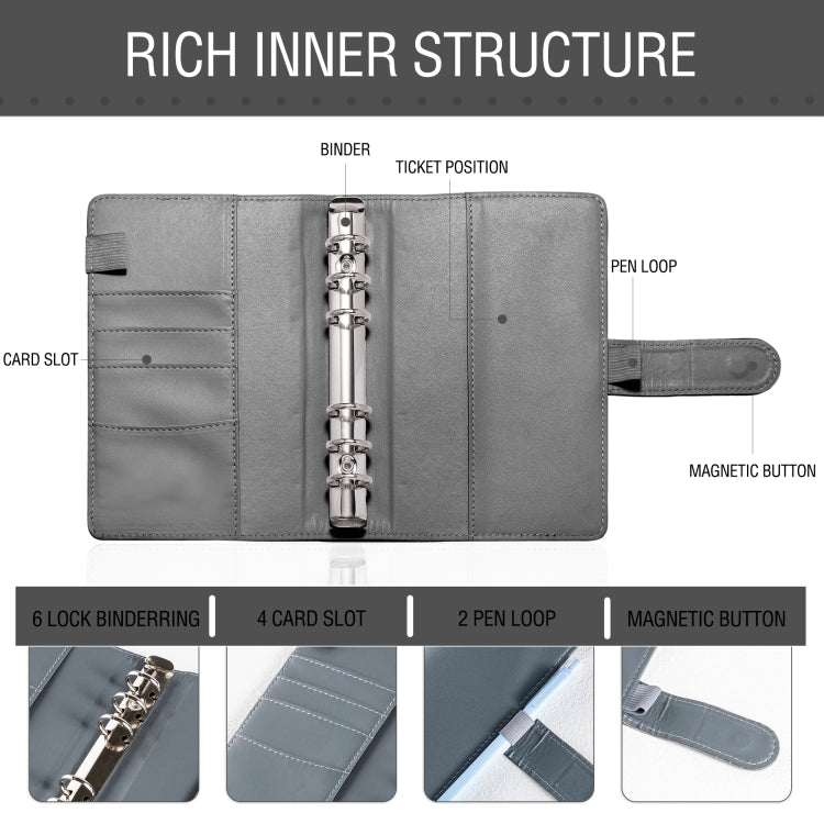 A6 Crocodile Pattern Money Saving Challenge Budget Notebook PU Leather Envelope Binder Budget