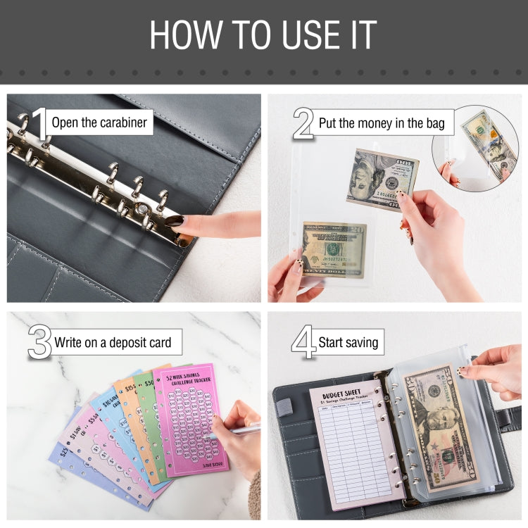 A6 Crocodile Pattern Money Saving Challenge Budget Notebook PU Leather Envelope Binder Budget