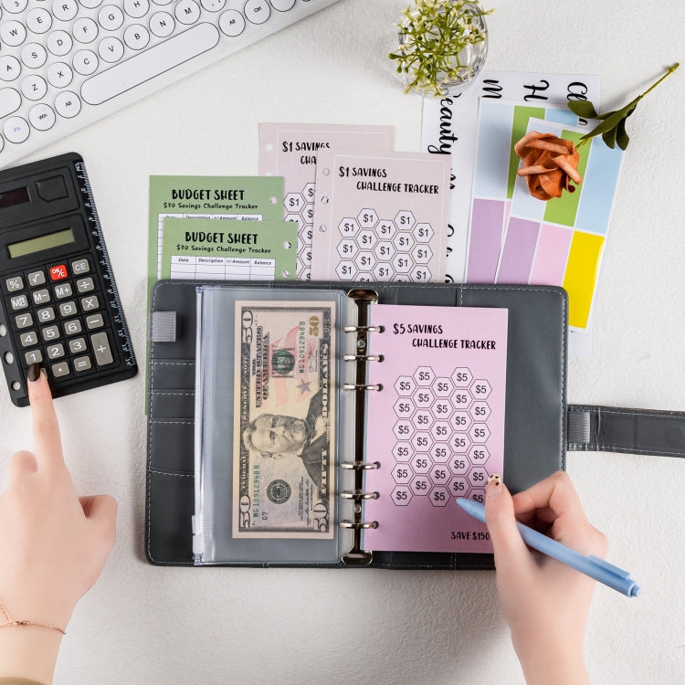 A6 Crocodile Pattern Money Saving Challenge Budget Notebook PU Leather Envelope Binder Budget
