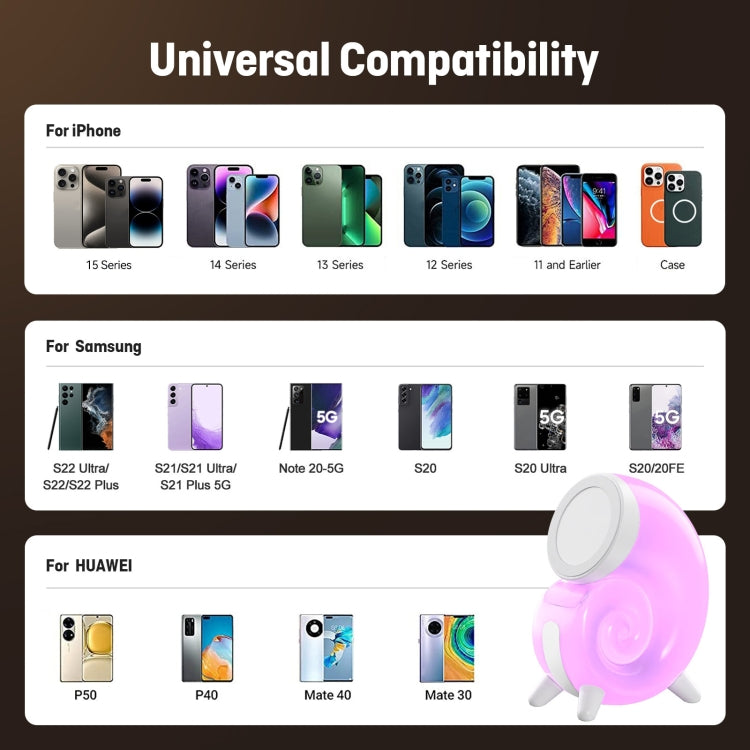 Conch RGB Touch Night Light Magsafe Magnetic Wireless Charger - Colorful