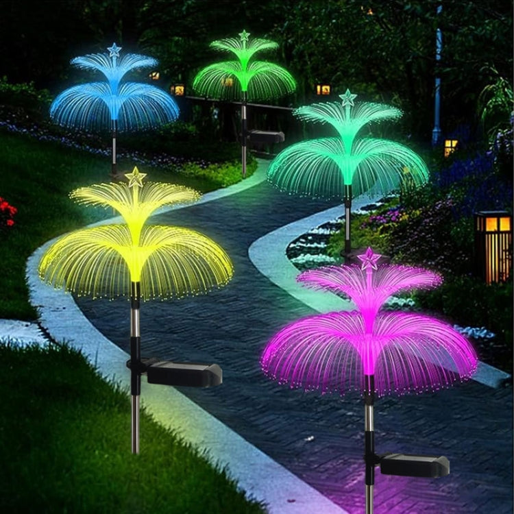 Solar Optical Fiber Jellyfish Lights Outdoor LED Waterproof Garden Decoration Ambiance Light, Style: Stars  - Transparent Tube