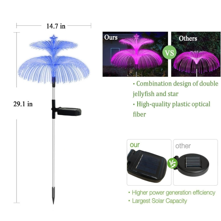 Solar Optical Fiber Jellyfish Lights Outdoor LED Waterproof Garden Decoration Ambiance Light, Style: Stars  - Stainless Steel Tube