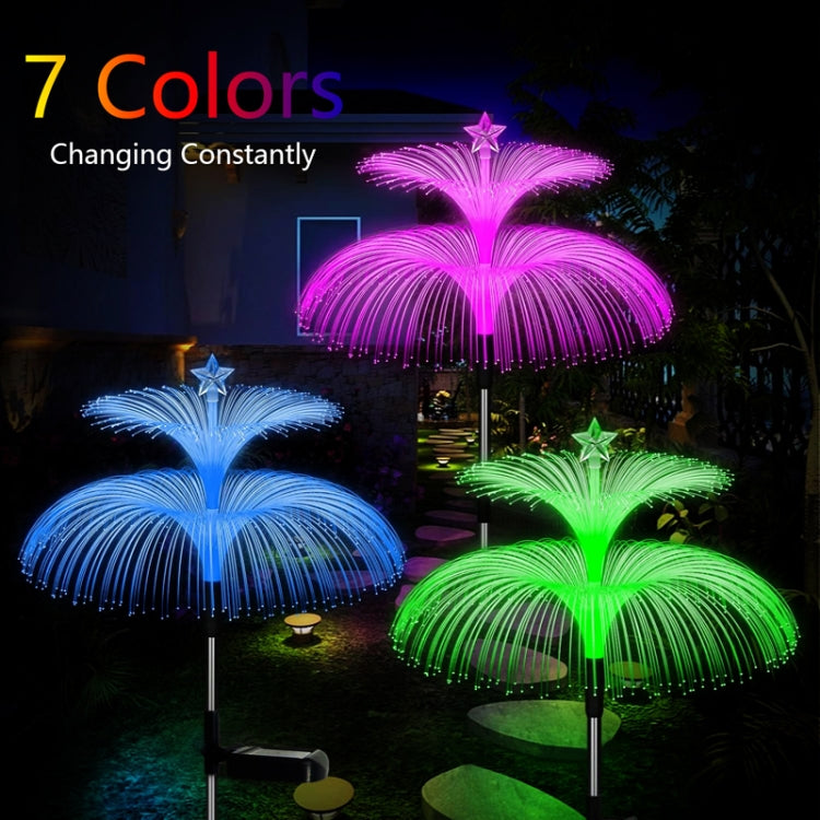 Solar Optical Fiber Jellyfish Lights Outdoor LED Waterproof Garden Decoration Ambiance Light, Style: Stars  - Transparent Tube