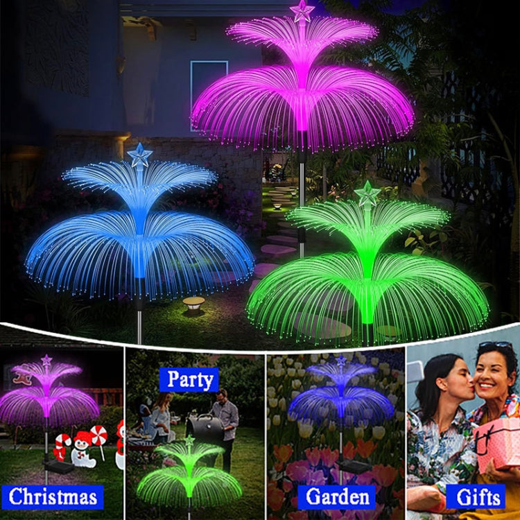 Solar Optical Fiber Jellyfish Lights Outdoor LED Waterproof Garden Decoration Ambiance Light, Style: Stars  - Stainless Steel Tube