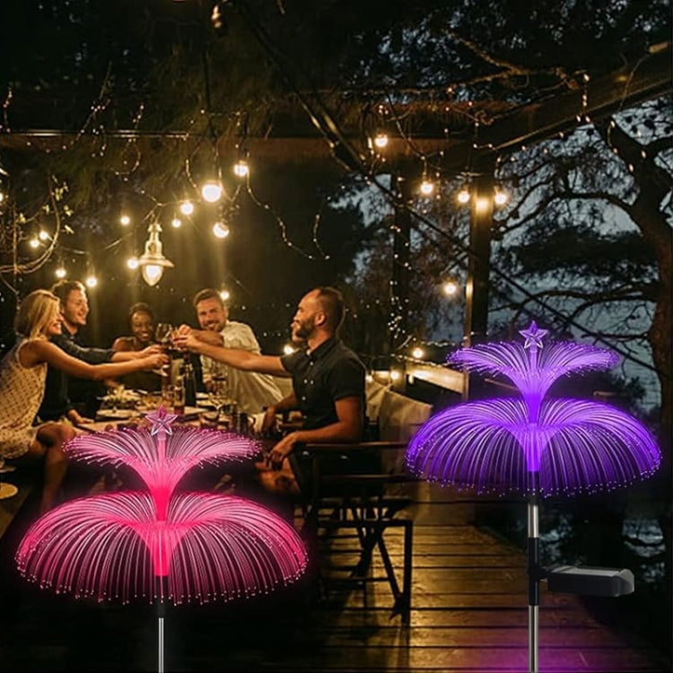 Solar Optical Fiber Jellyfish Lights Outdoor LED Waterproof Garden Decoration Ambiance Light, Style: Stars  - Transparent Tube