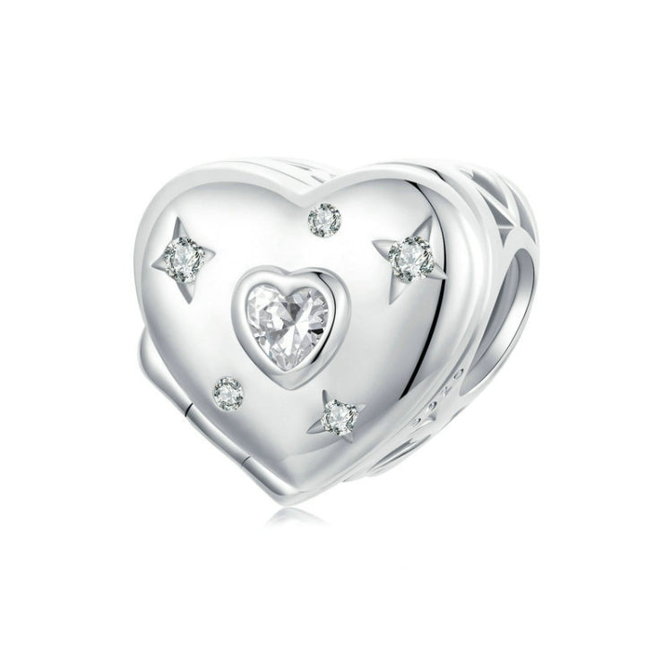 S925 Sterling Silver Platinum-plated Valentine Day Love Opening Closing DIY Beads - BSC973