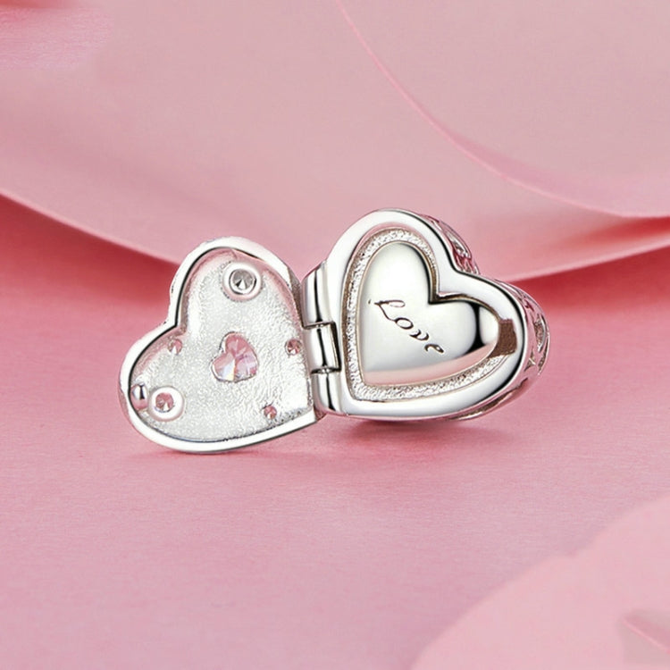 S925 Sterling Silver Platinum-plated Valentine Day Love Opening Closing DIY Beads - BSC973