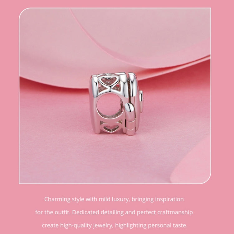 S925 Sterling Silver Platinum-plated Valentine Day Love Opening Closing DIY Beads - BSC973