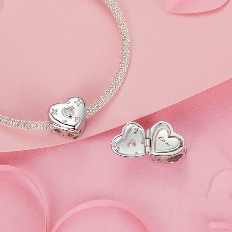 S925 Sterling Silver Platinum-plated Valentine Day Love Opening Closing DIY Beads - BSC973