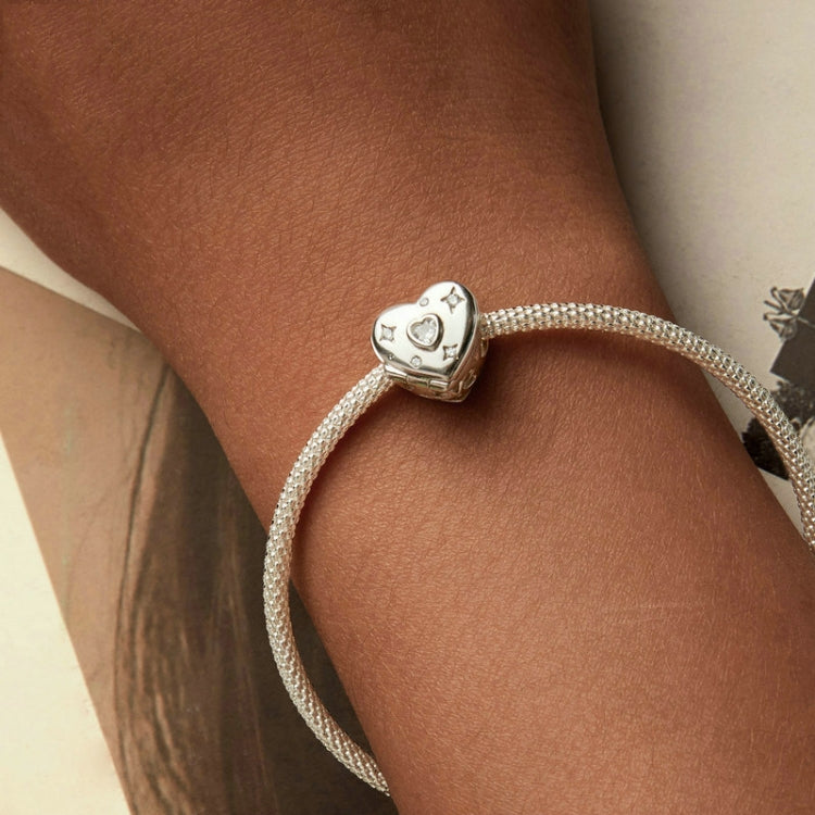 S925 Sterling Silver Platinum-plated Valentine Day Love Opening Closing DIY Beads - BSC973