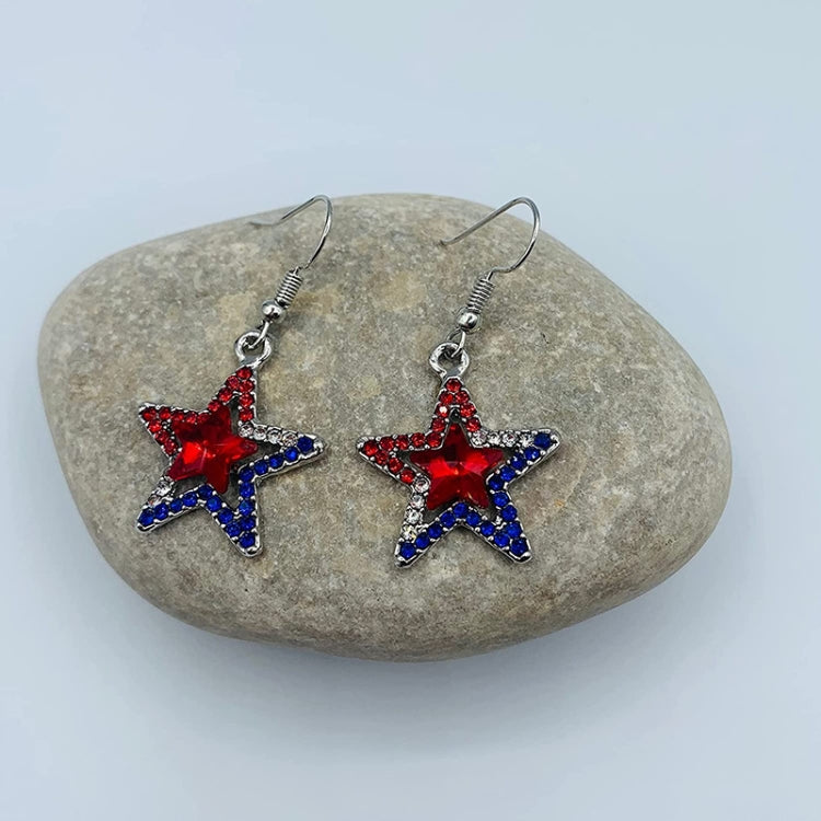 Pentagram With Zirconia Pendant Holiday Commemorative Gift, Style: Red Diamond Earrings