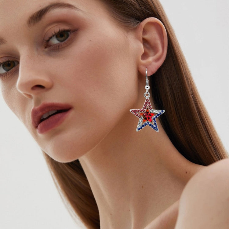 Pentagram With Zirconia Pendant Holiday Commemorative Gift, Style: Red Diamond Earrings