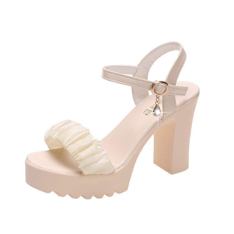 HALINFER Summer High Heel Sandals Thick Bottom Waterproof Platform Women Shoes, Size: 35