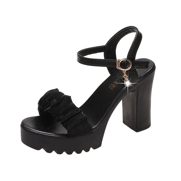 HALINFER Summer High Heel Sandals Thick Bottom Waterproof Platform Women Shoes, Size: 38