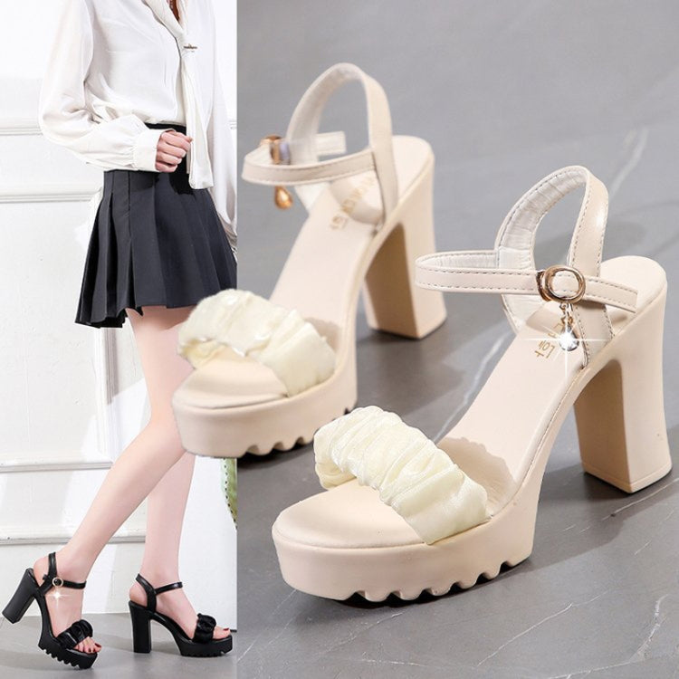 HALINFER Summer High Heel Sandals Thick Bottom Waterproof Platform Women Shoes, Size: 36