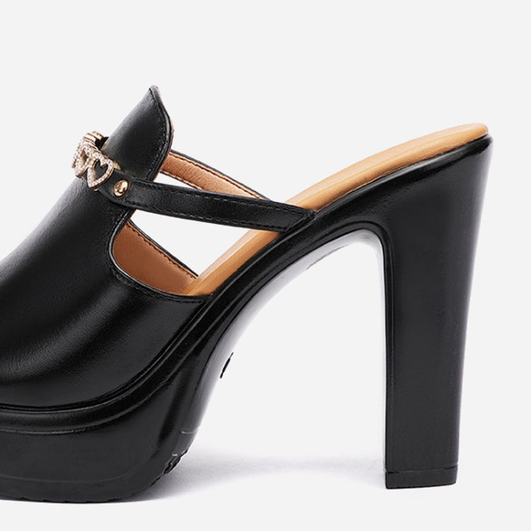 Women Summer Muffin Thick Bottom High Heeled Sandals Chunky Heeled Rhinestone Slippers, Size: 41