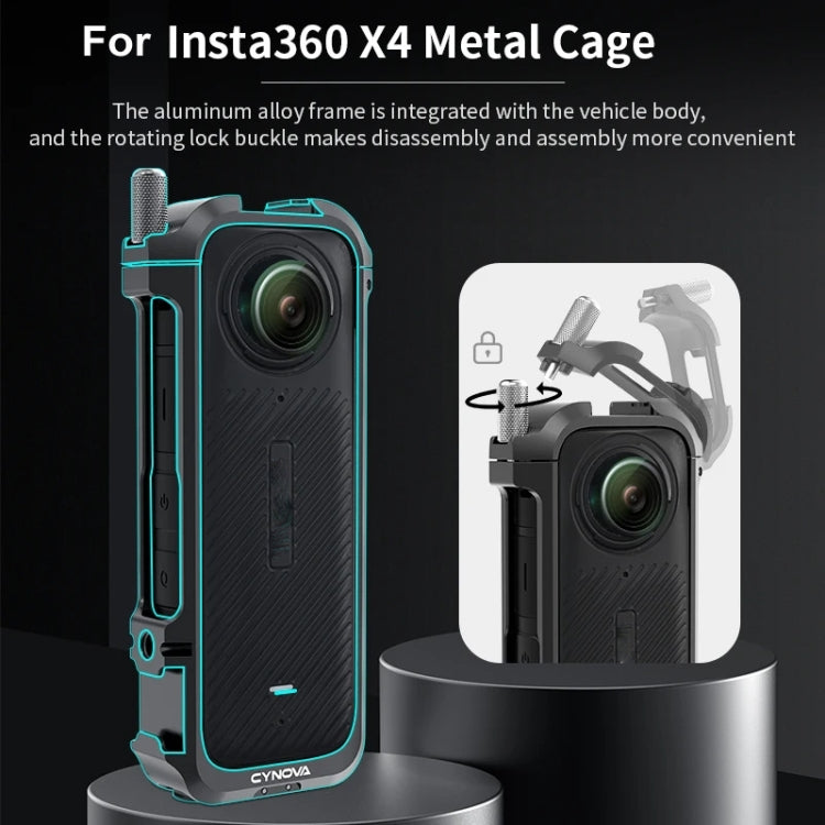 For Insta360 X4 CYNOVA Metal Rabbit Cage + Lens Cover Set Protective Accessories - Black
