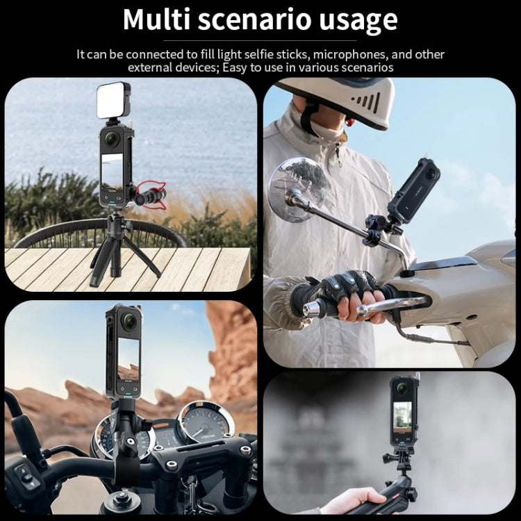 For Insta360 X4 CYNOVA Metal Rabbit Cage + Lens Cover Set Protective Accessories - Black